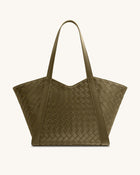 Kiana Large Capacity Weave Texture Tote Bag - Dark Olive