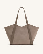 Kiana Large Capacity Faux Suede Tote Bag - Taupe