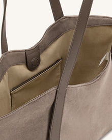 Kiana Large Capacity Faux Suede Tote Bag - Taupe