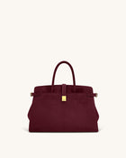 Saige Faux Suede Tote Bag - Burgundy