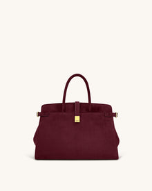 Saige Faux Suede Tote Bag - Burgundy