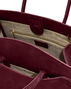 Saige Faux Suede Tote Bag - Burgundy