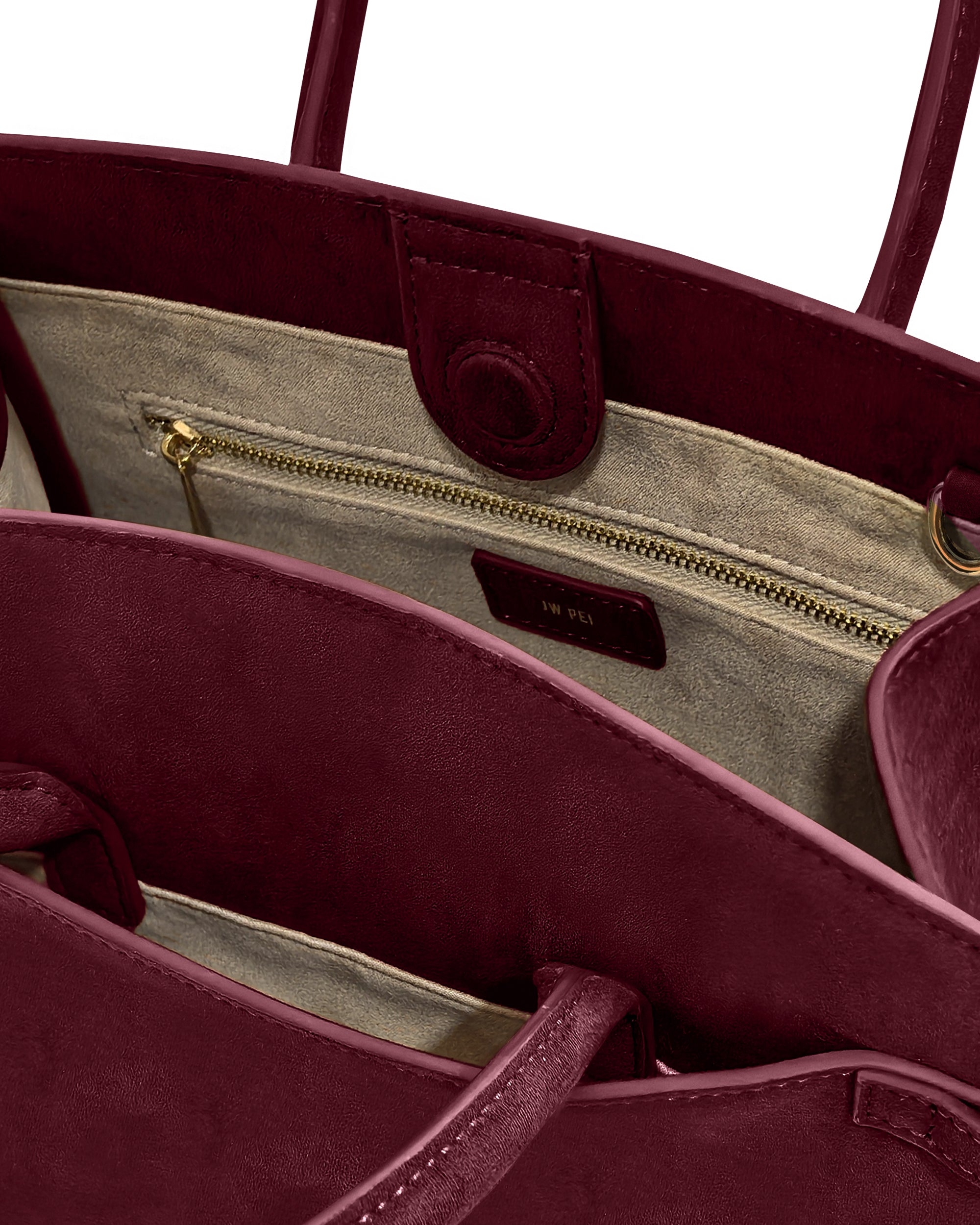 Saige Faux Suede Tote Bag - Burgundy