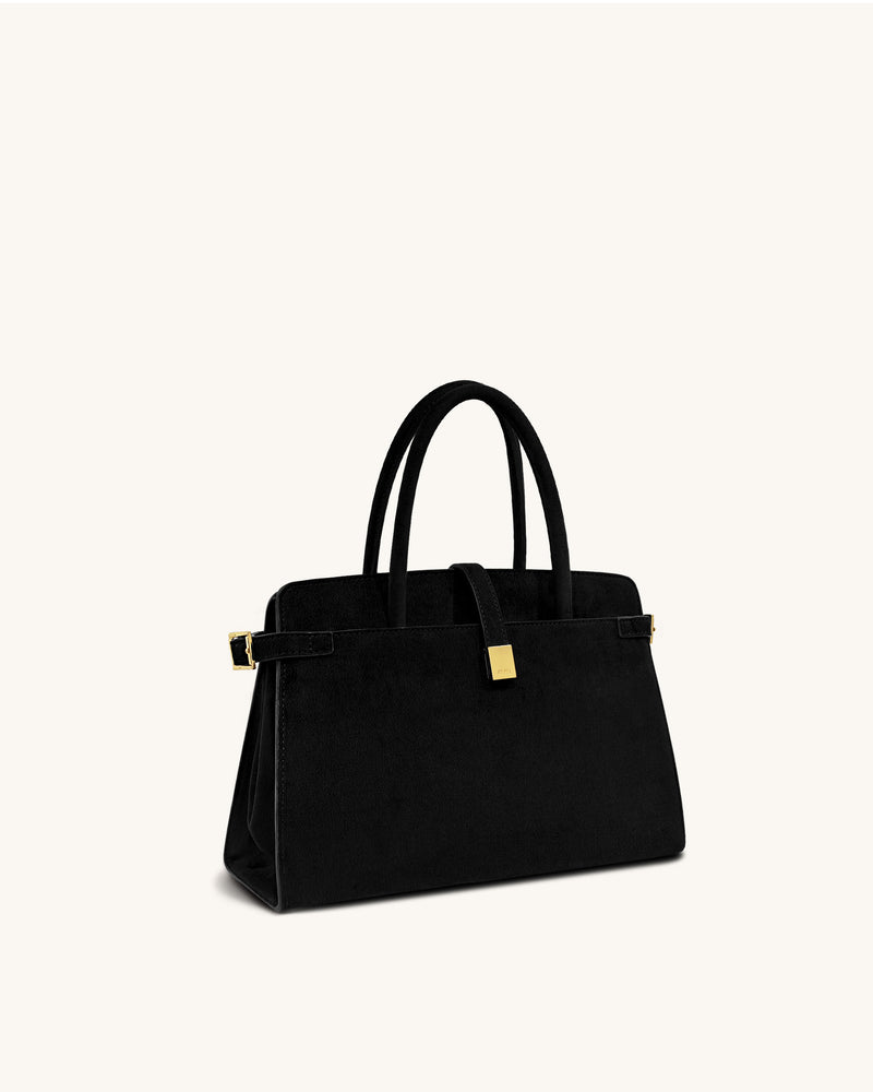 Saige Faux Suede Tote Bag - Black