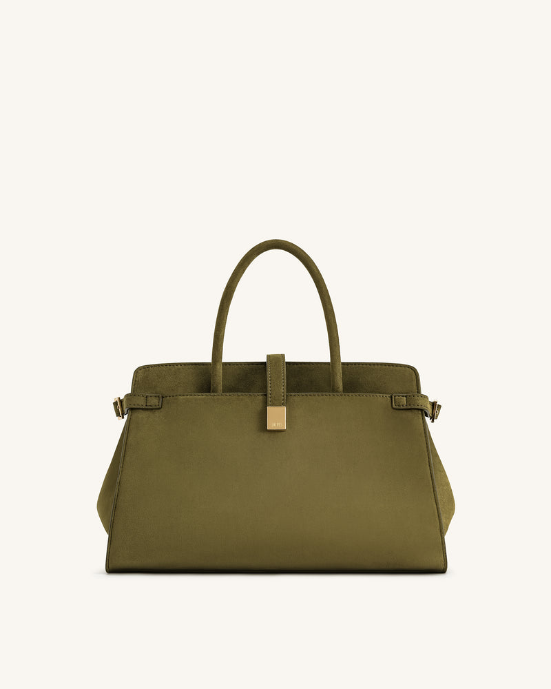 Saige Faux Suede Tote Bag - Brown