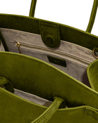 Saige Faux Suede Tote Bag - Olive Green
