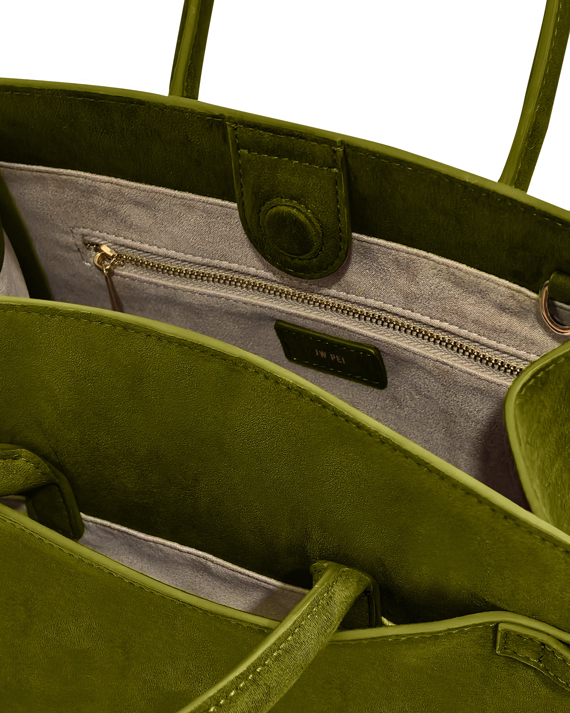 Saige Faux Suede Tote Bag - Olive Green