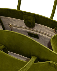 Saige Faux Suede Tote Bag - Olive Green