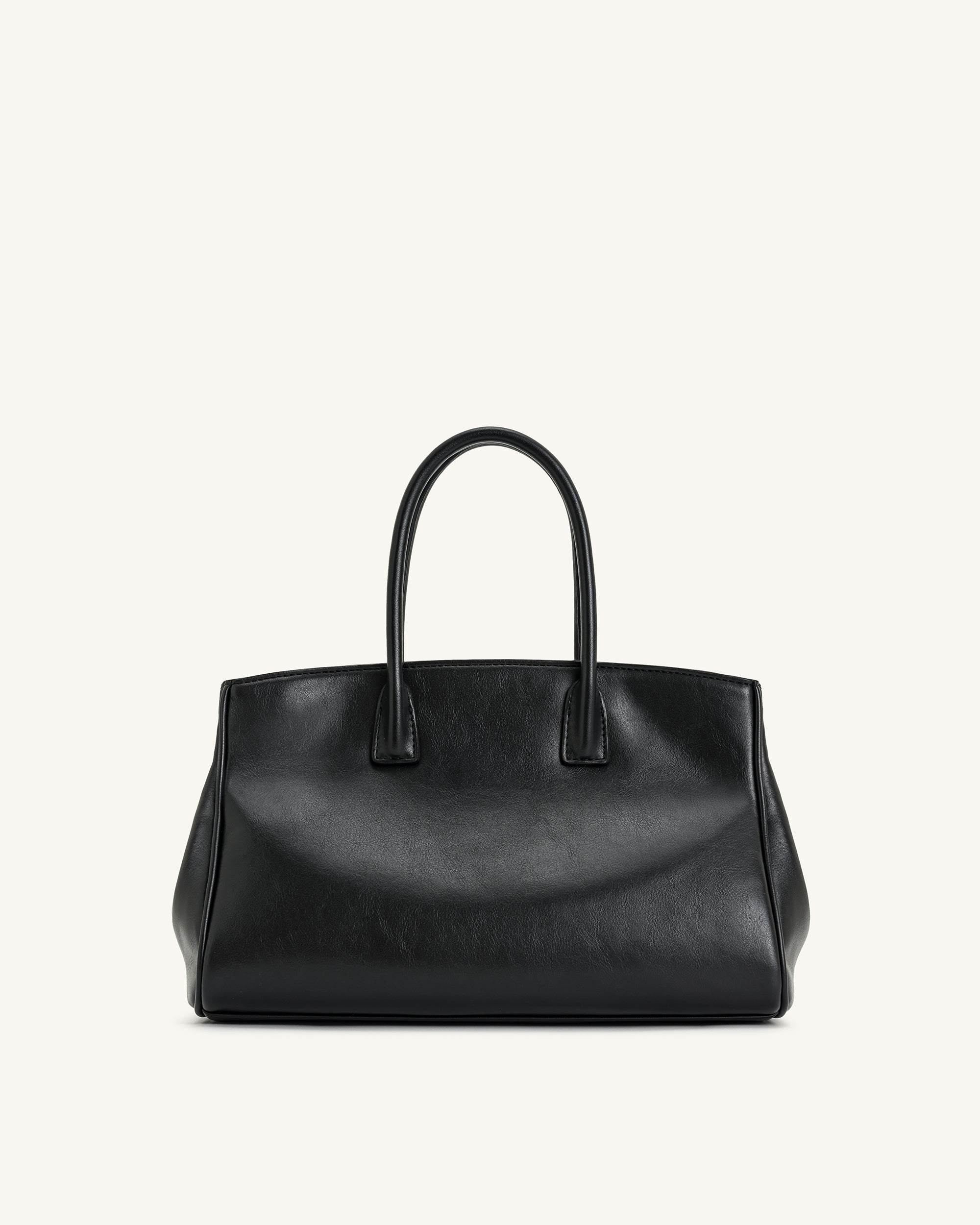 Ziva Metal Lock Decoration Tote Bag - Black | JW PEI