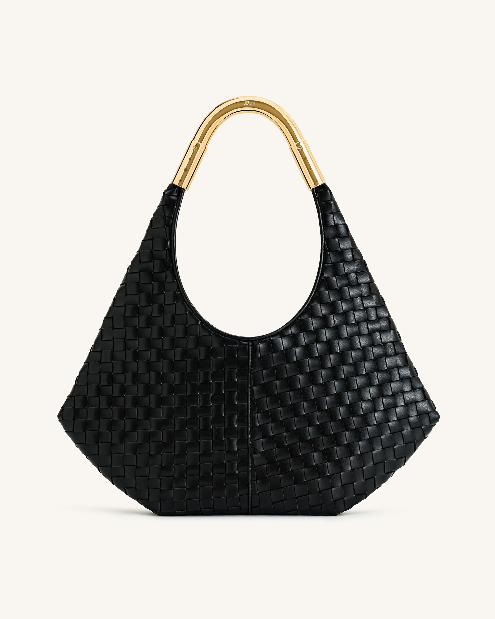 Olivia Hand-Woven Metal Handle Hobo Bag - Black | JW PEI
