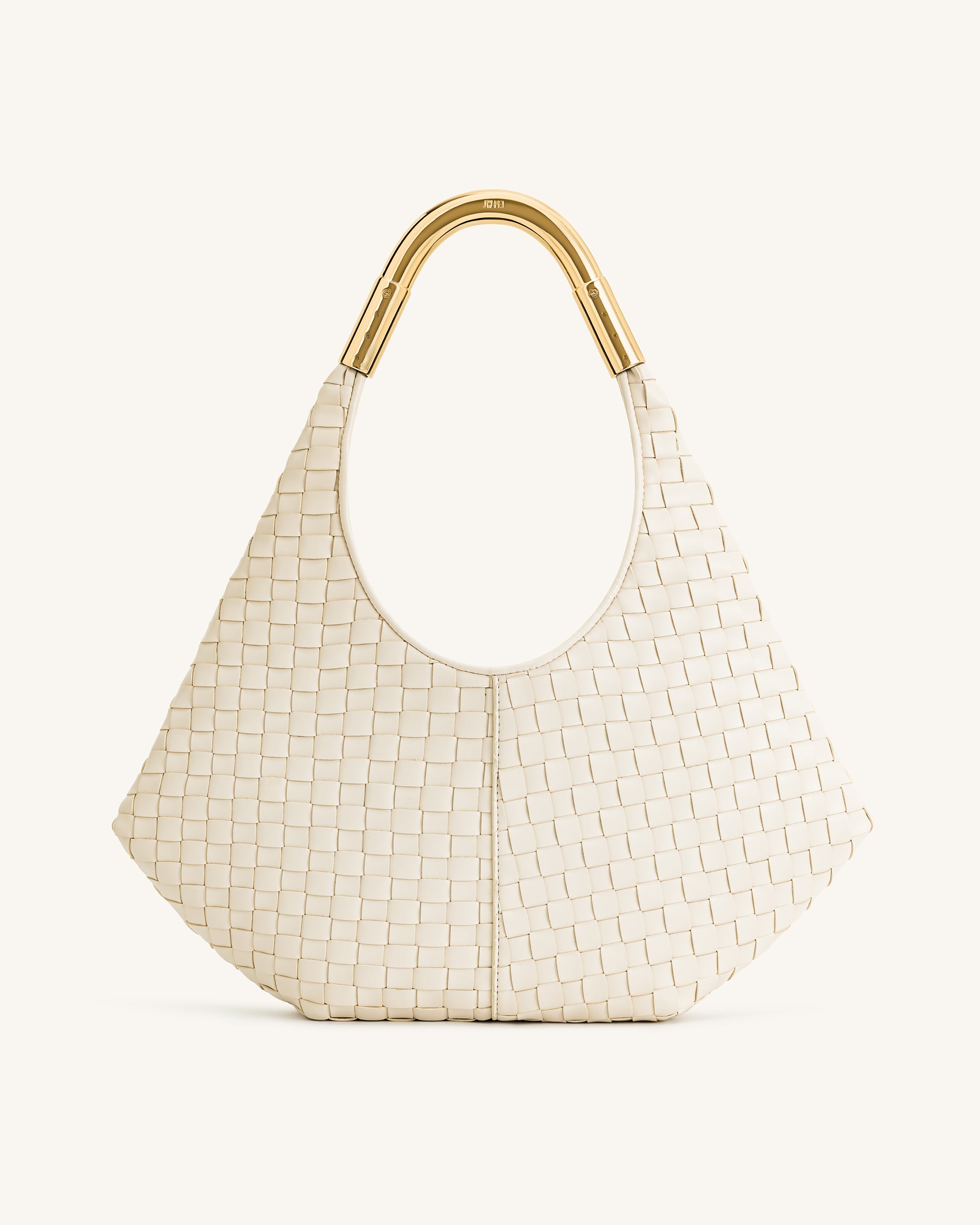 Olivia Hand-Woven Metal Handle Hobo Bag - White | JW PEI