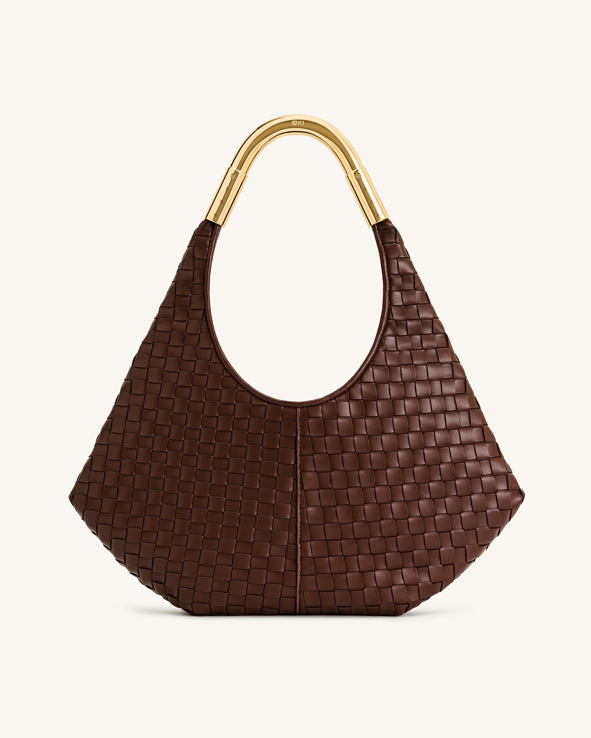 Olivia Hand-Woven Metal Handle Hobo Bag - Brown | JW PEI