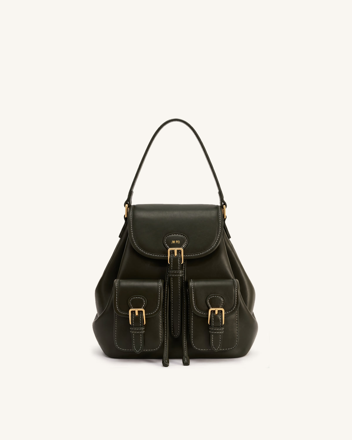 Harper Buckle Pocket Backpack - Dark Green
