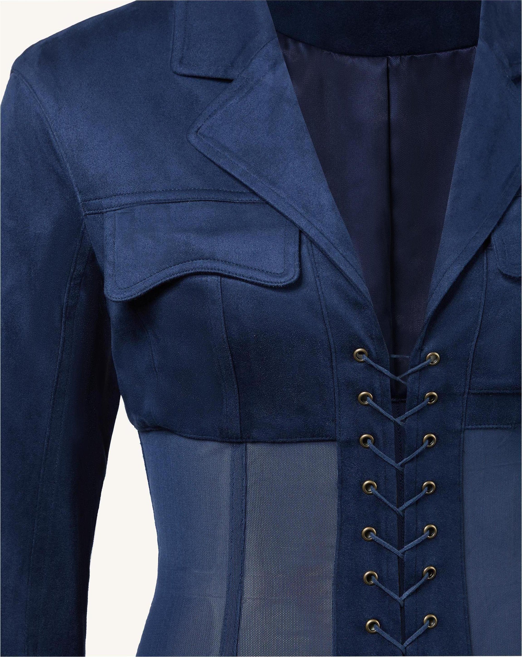 Faux Suede Corset Jacket Mini Dress - Dark Blue | JW PEI Faux Suede Corset Jacket Mini Dress - Dark Blue | JW PEI