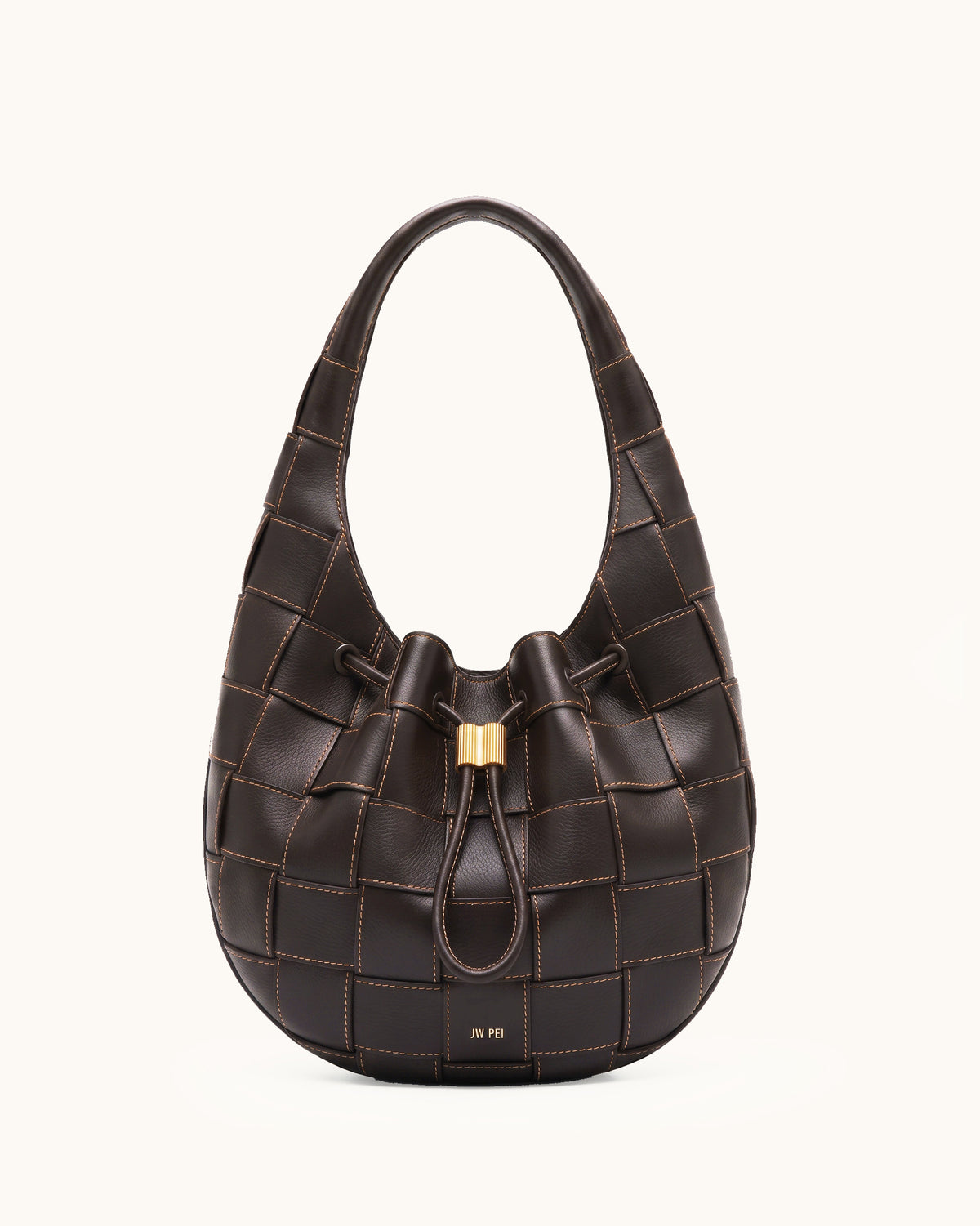 Nadine Woven Shoulder Bag - Dark Brown