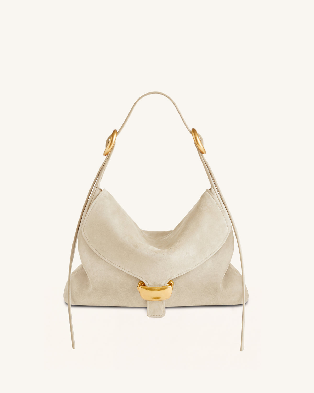 Sienna Faux Suede Hobo Bag - White