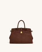Saige Faux Suede Tote Bag - Brown