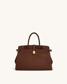 Saige Faux Suede Tote Bag - Brown