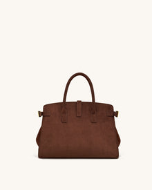 Saige Faux Suede Tote Bag - Brown