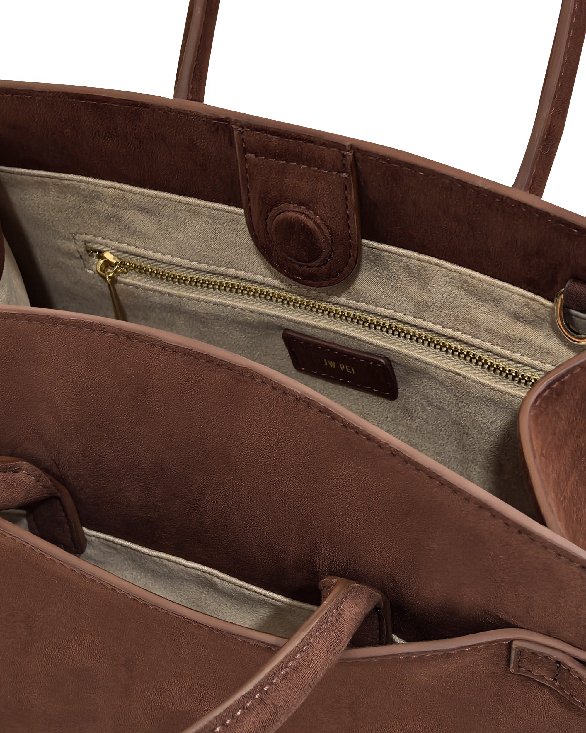 Saige Faux Suede Tote Bag - Brown