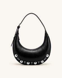 Althea Studded Hobo Bag - Black