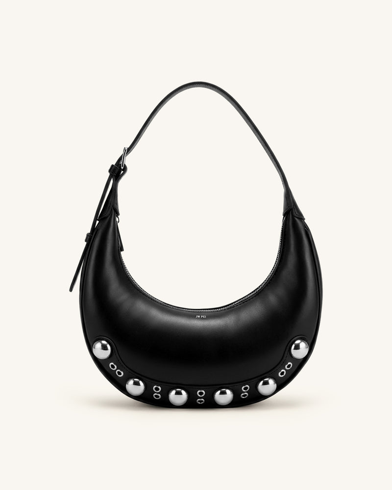Althea Studded Hobo Bag - Black