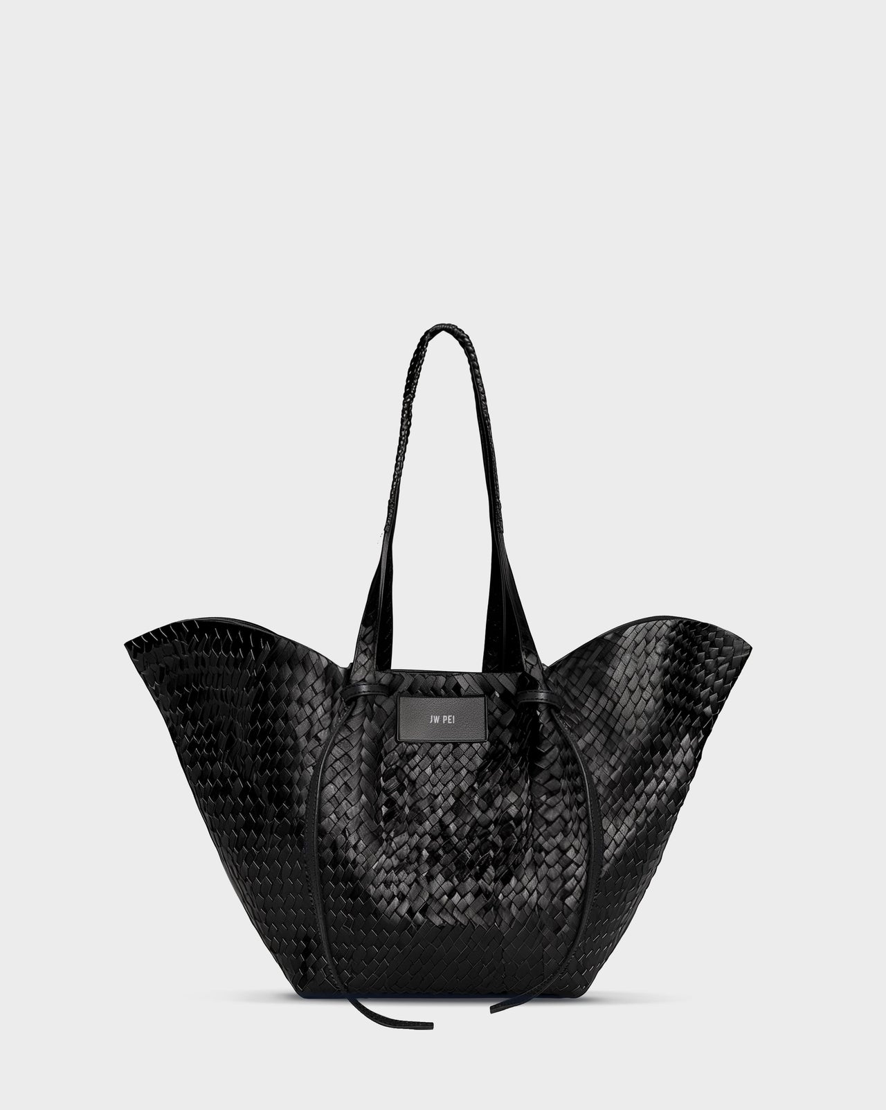 Weave Shoulder Tote Bag - Black