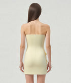Strapless Floral Appliqué Dress - Yellow