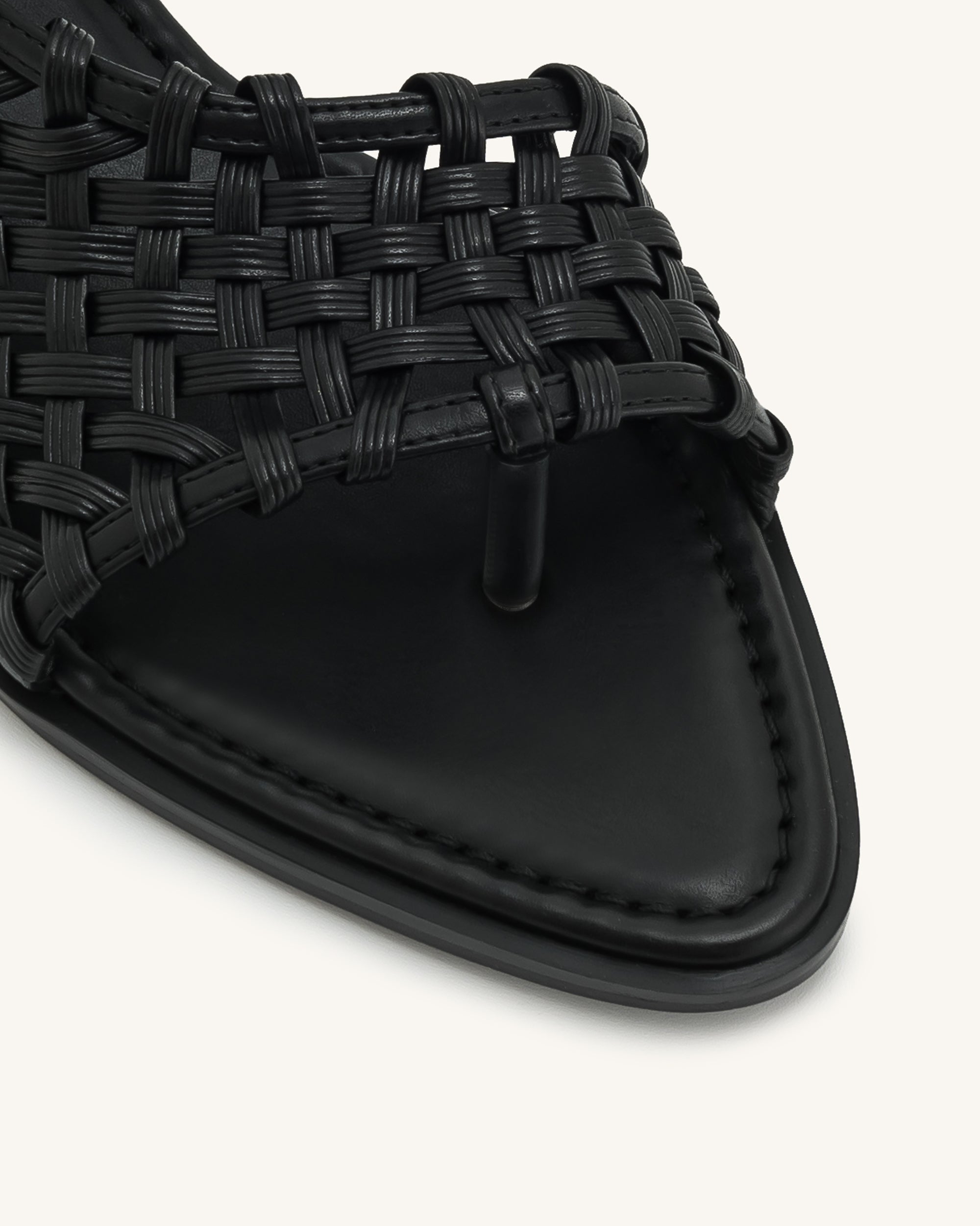 Jocelyn Weave Strap Flip-flops - Black | JW PEI