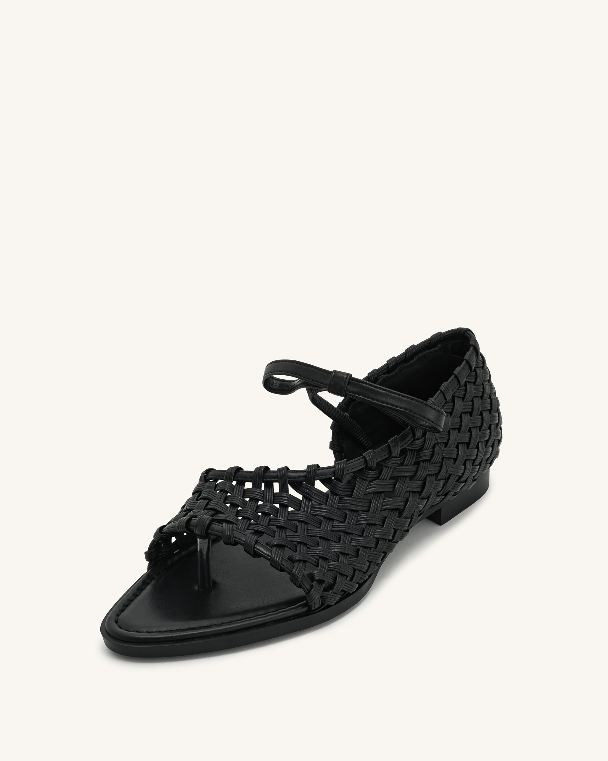 Jocelyn Weave Strap Flip-flops - Black | JW PEI