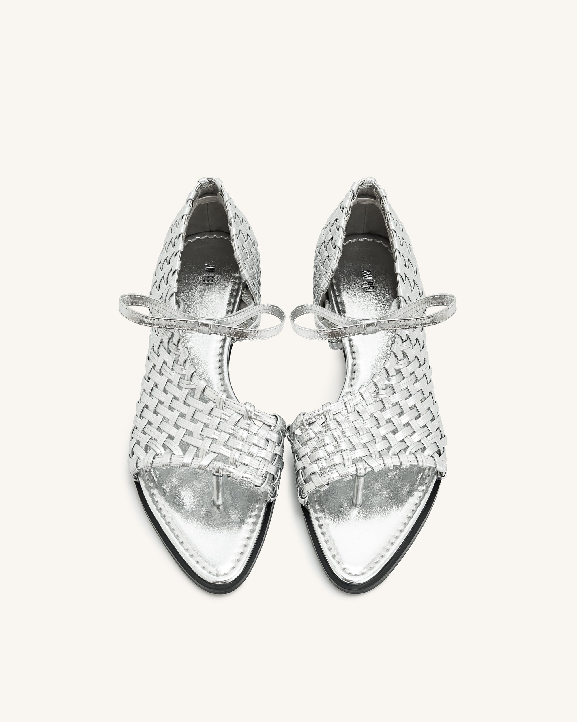 Jocelyn Weave Strap Flip-flops - Silver | JW PEI