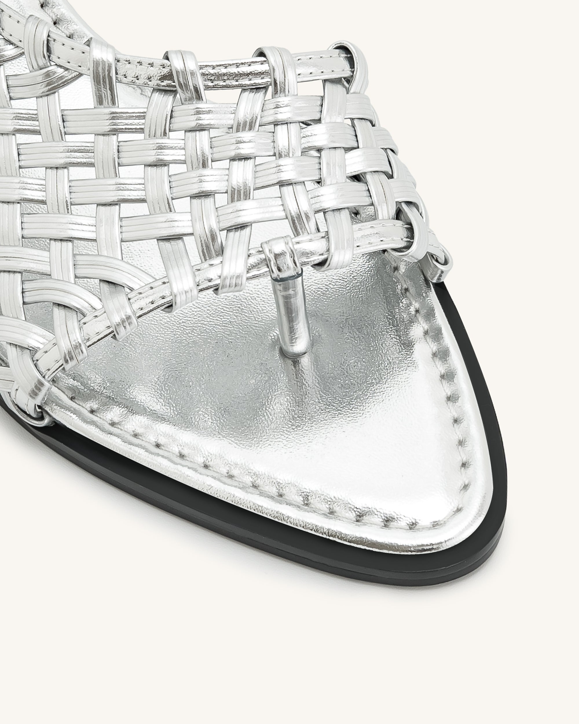 Jocelyn Weave Strap Flip-flops - Silver | JW PEI