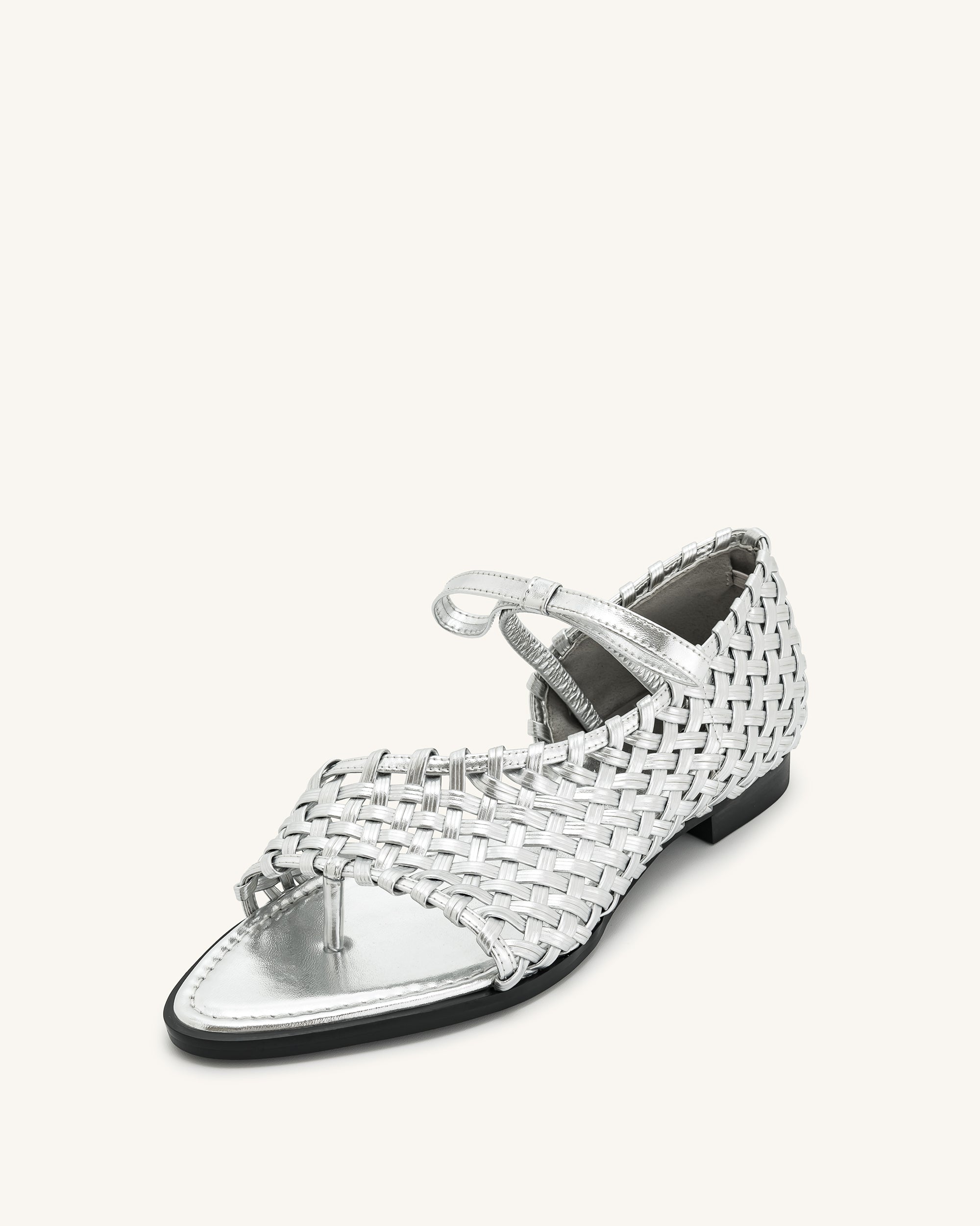 Jocelyn Weave Strap Flip-flops - Silver | JW PEI