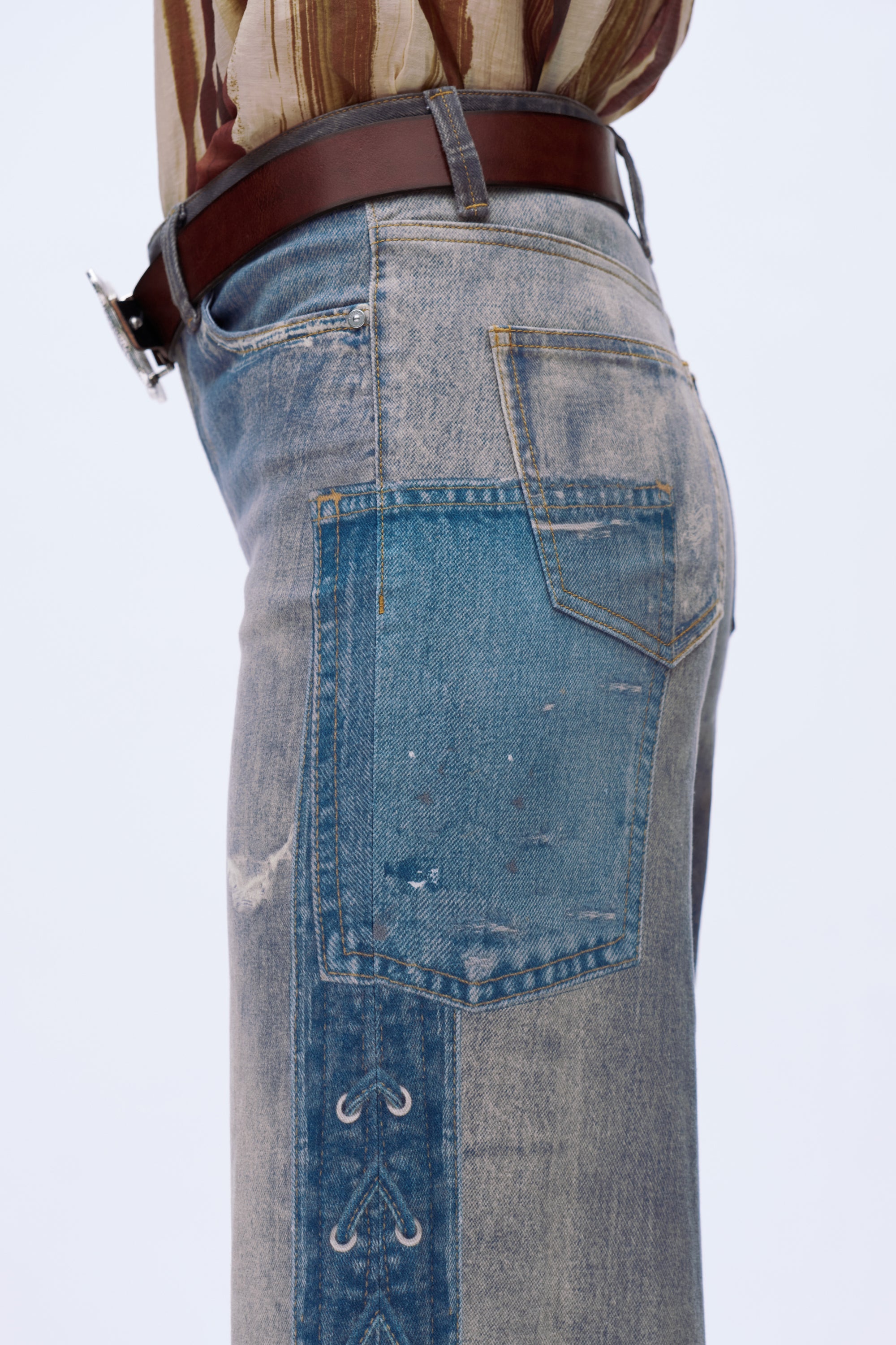 Distressed Wide-Leg Jeans - Light Blue