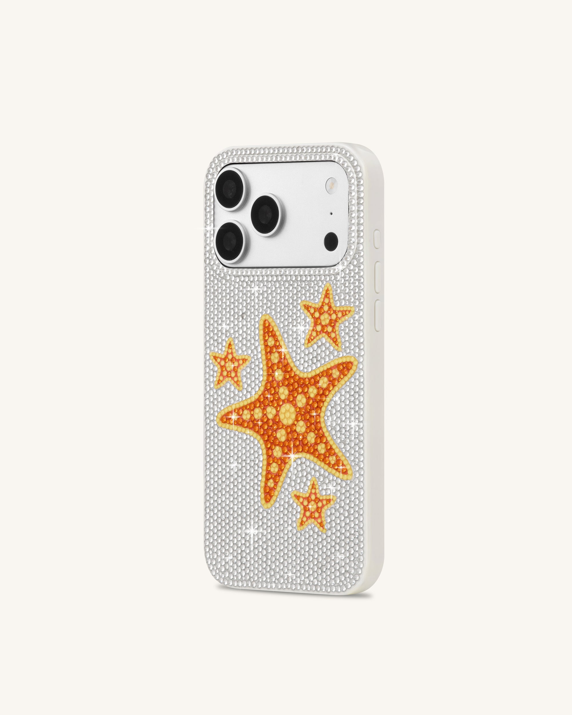 Starfish Artificial Crystal Phone Case - White