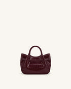 Maeve Dachshund Charm Mini Satchel Bag - Burgundy Croc