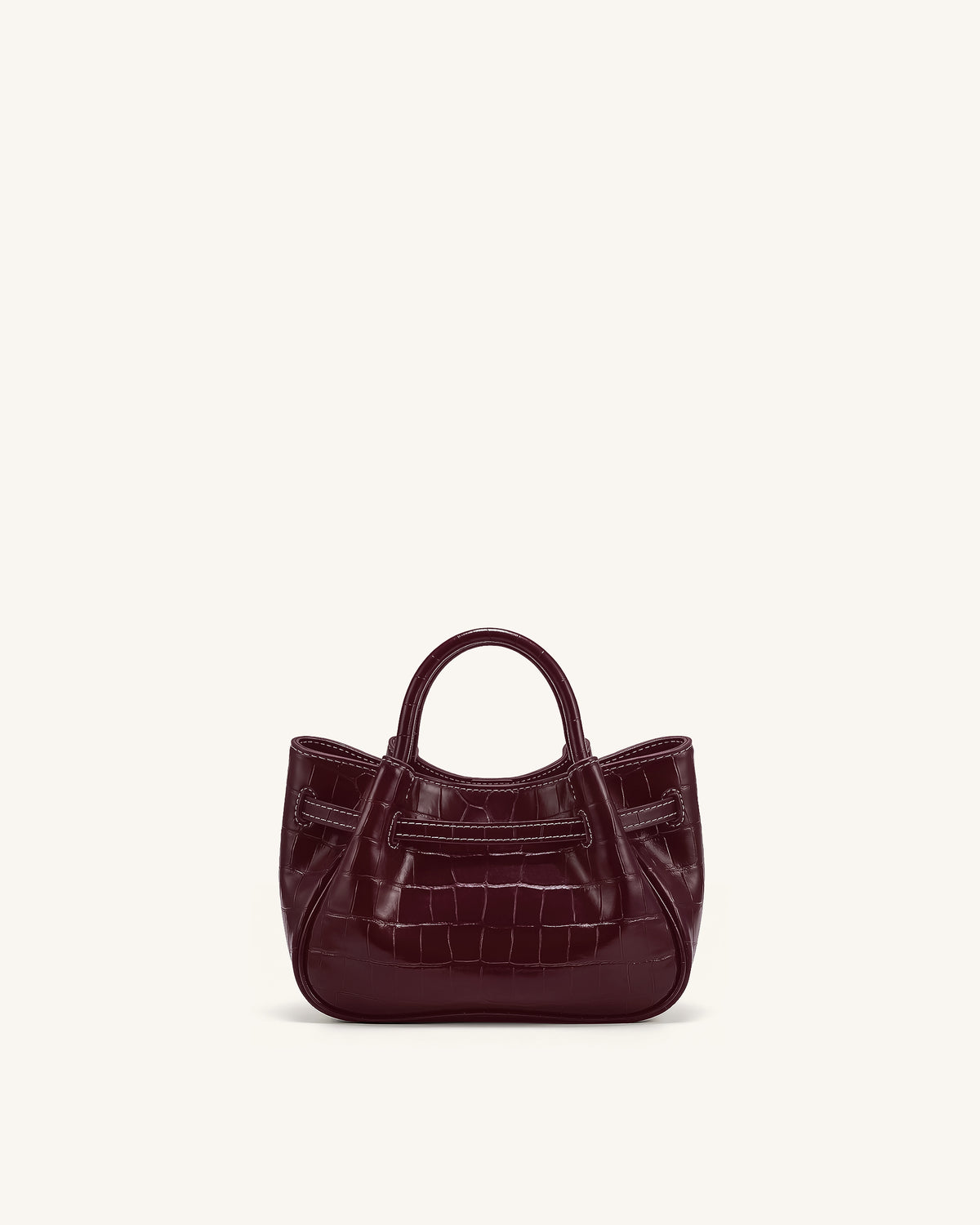 Maeve Dachshund Charm Mini Satchel Bag - Burgundy Croc