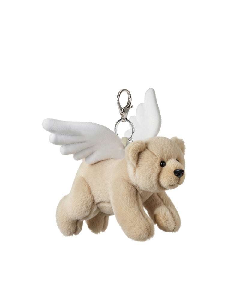 Fuzzy Flying Bear Plush Bag Charm Keychain – Beige