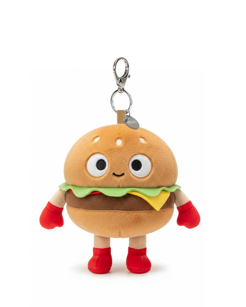 Boxing Burger Plush Bag Charm Keychain – Brown