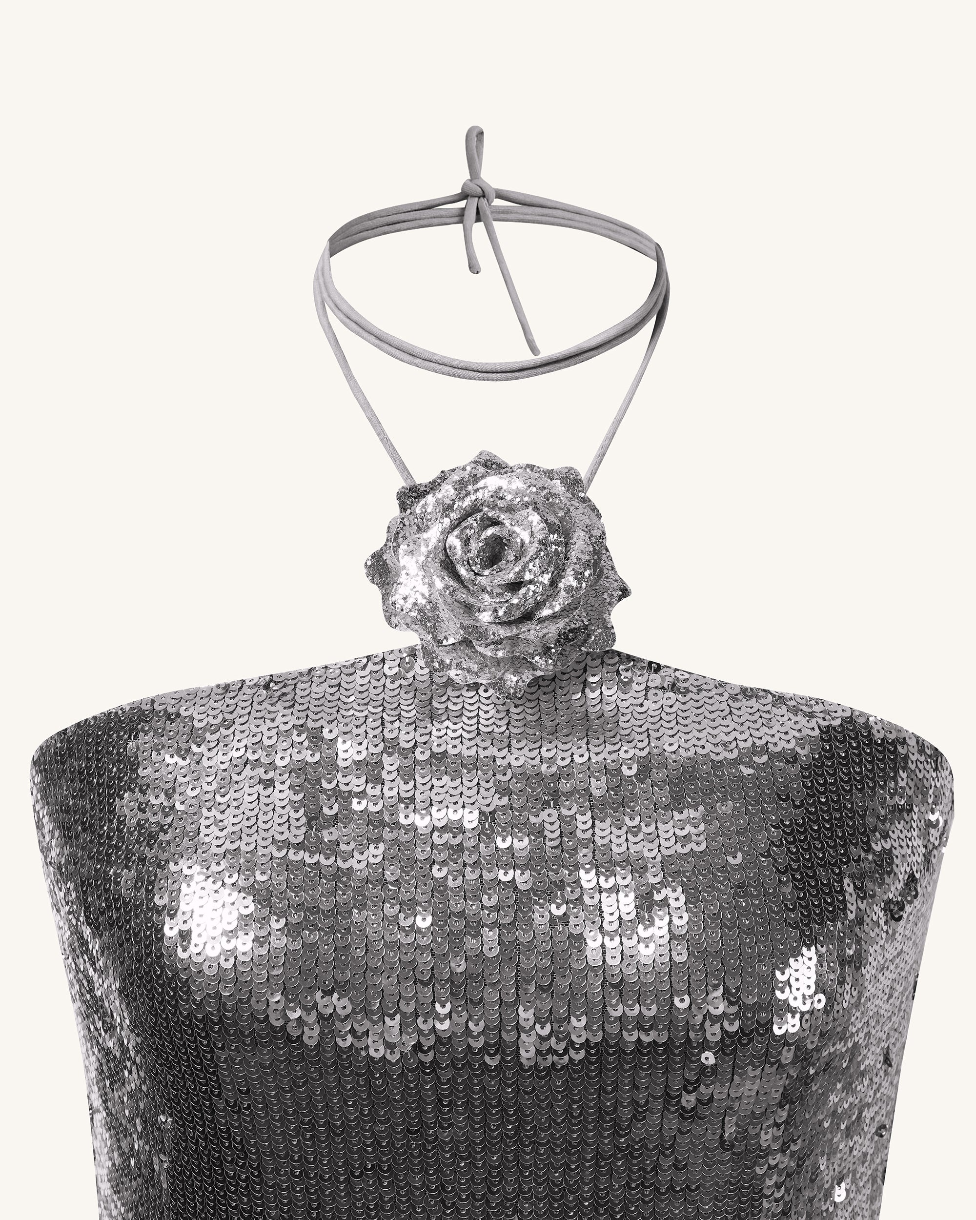 Burgundy Silver Sequinned Halter Mini Dress - Silver Burgundy Silver Sequinned Halter Mini Dress - Silver