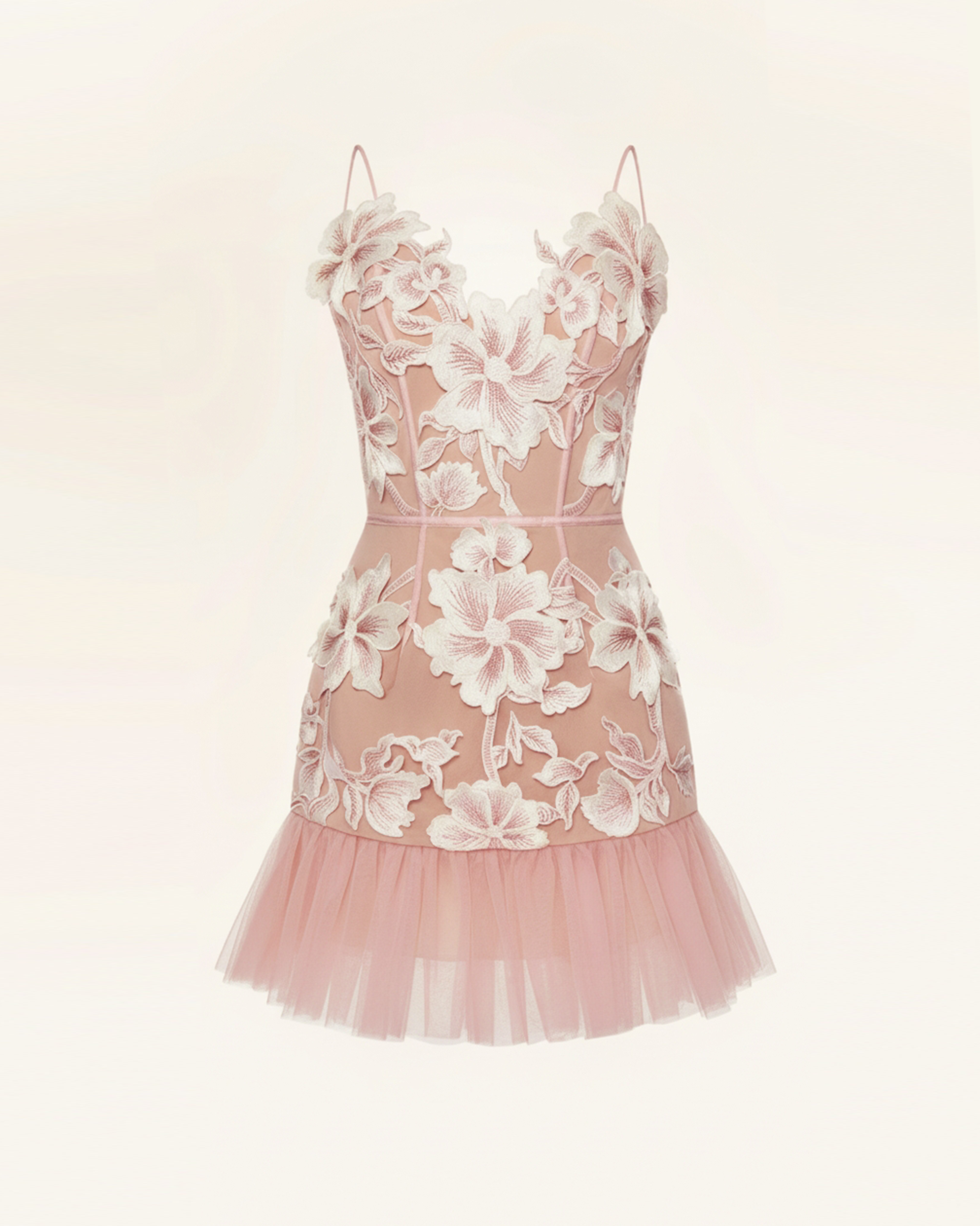 Floral Sling Mini Dress - Blush Pink