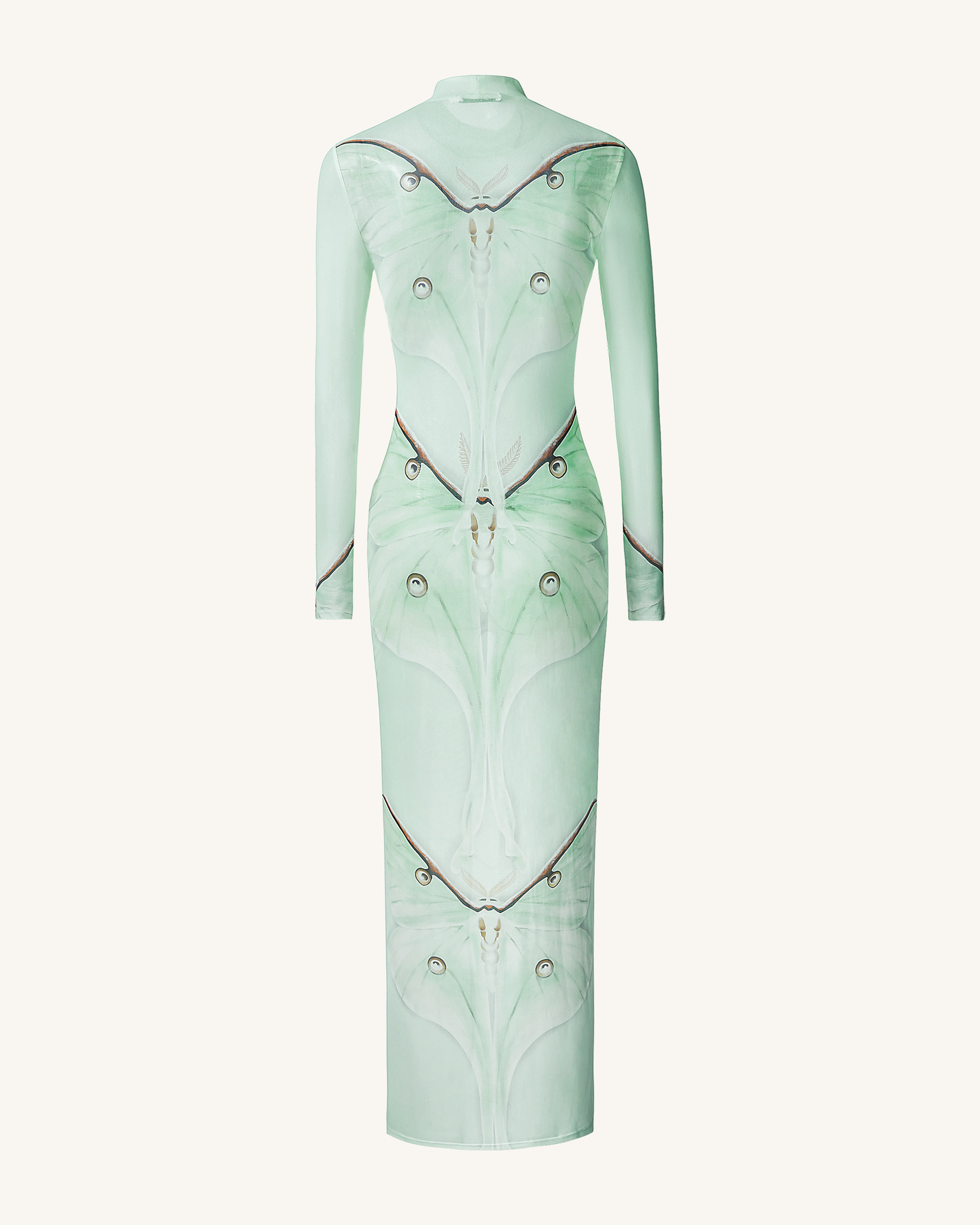 Moth Sheer Mesh Gown - Green/Beige 8 | UK Moth Sheer Mesh Gown - Green/Beige 8 | UK