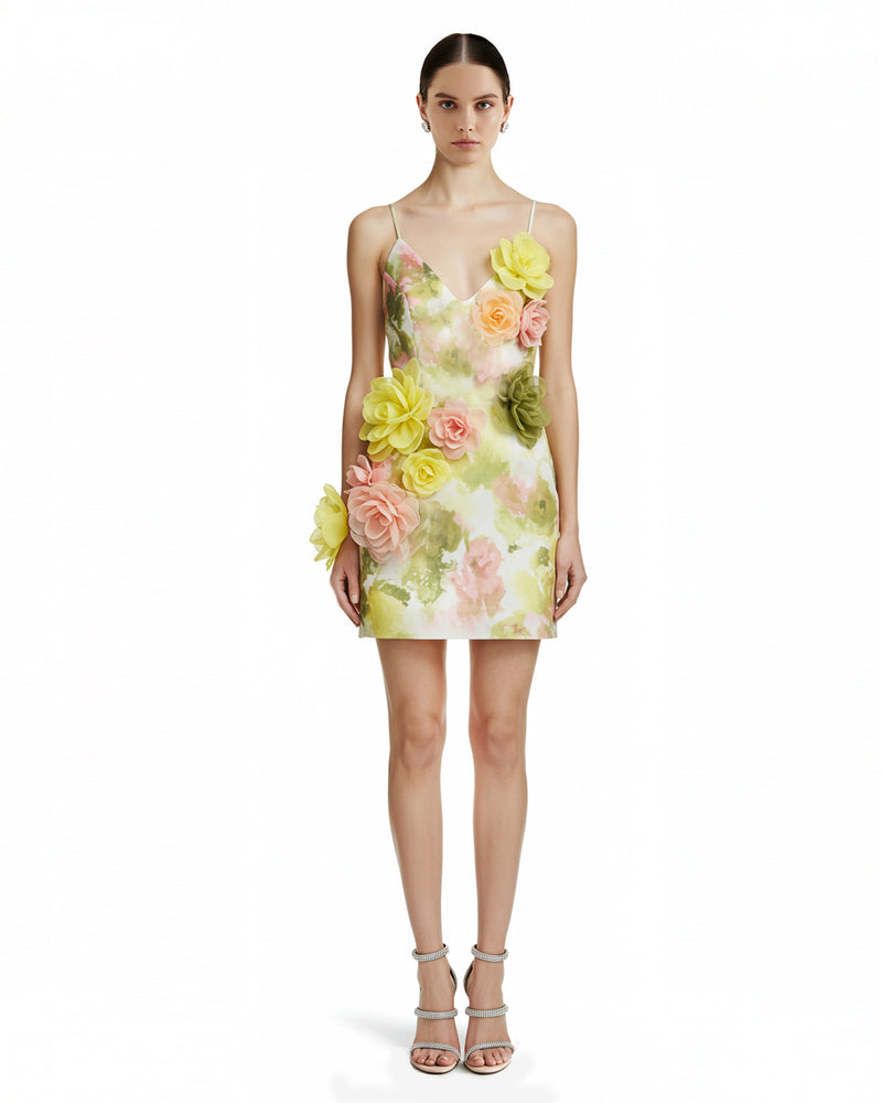 Floral Pastel Mini Dress - Multicolor