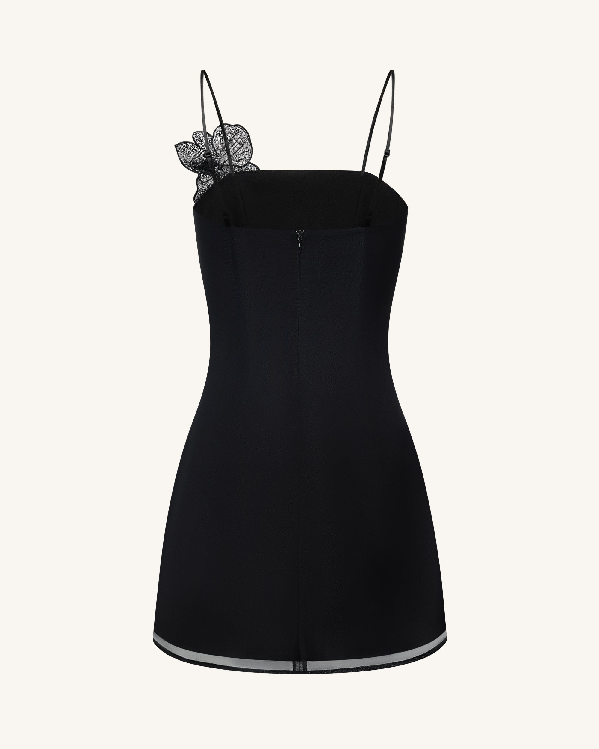 Orchid Appliqu Mini Dress - Black/Silver 6 | UK Orchid Appliqu Mini Dress - Black/Silver 6 | UK