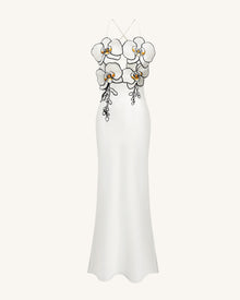 Orchid Embroidered Dress - White/Black
