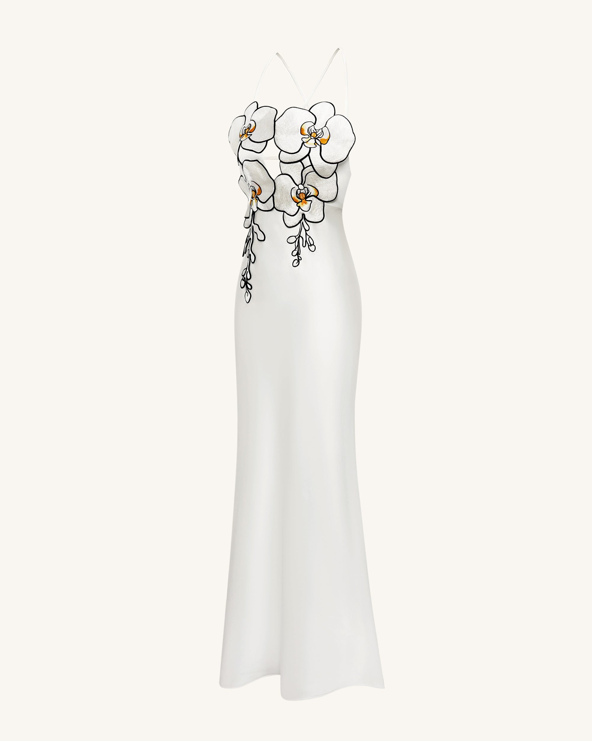 Orchid Embroidered Dress - White/Black