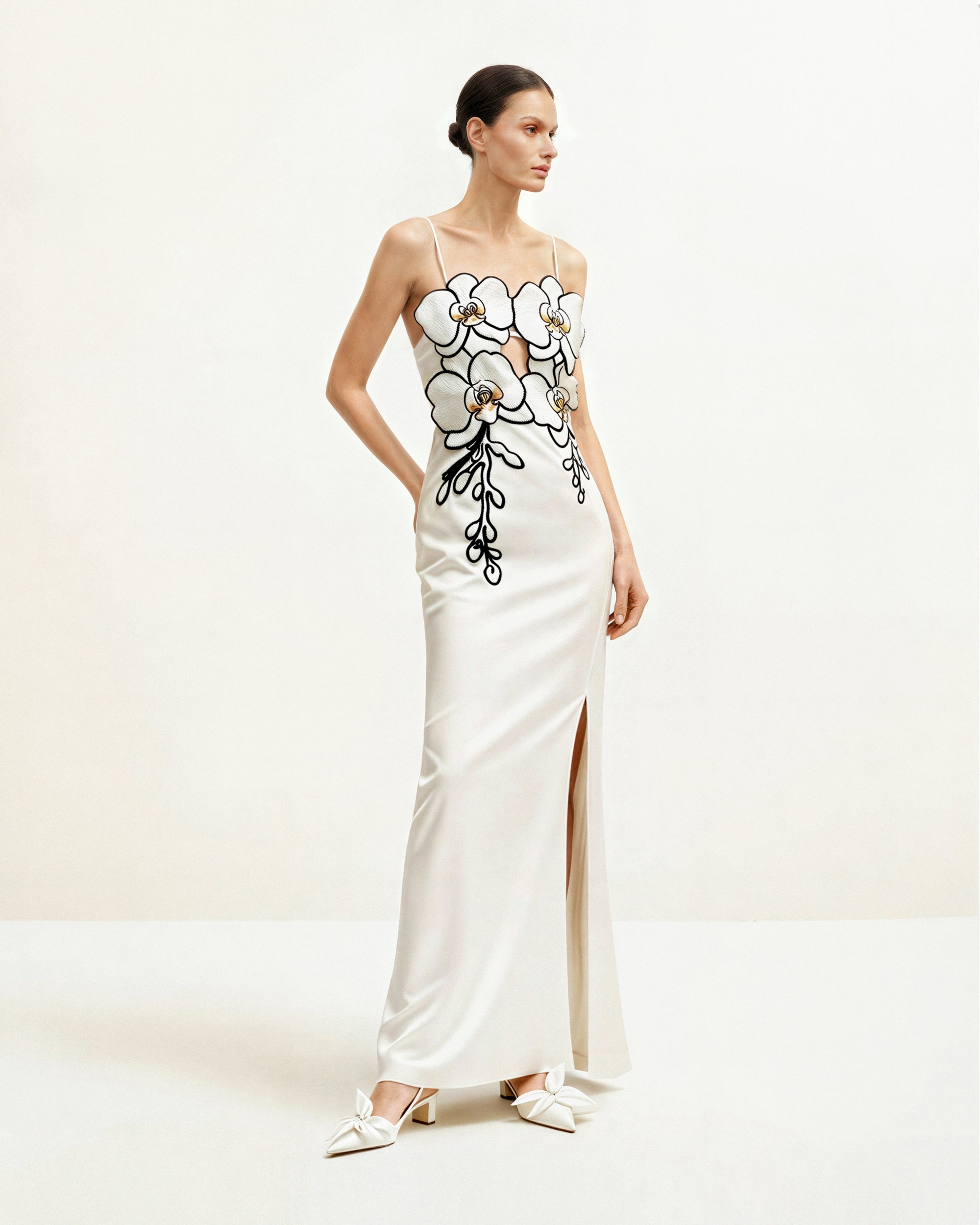 Orchid Embroidered Dress - White/Black | JW PEI Orchid Embroidered Dress - White/Black | JW PEI