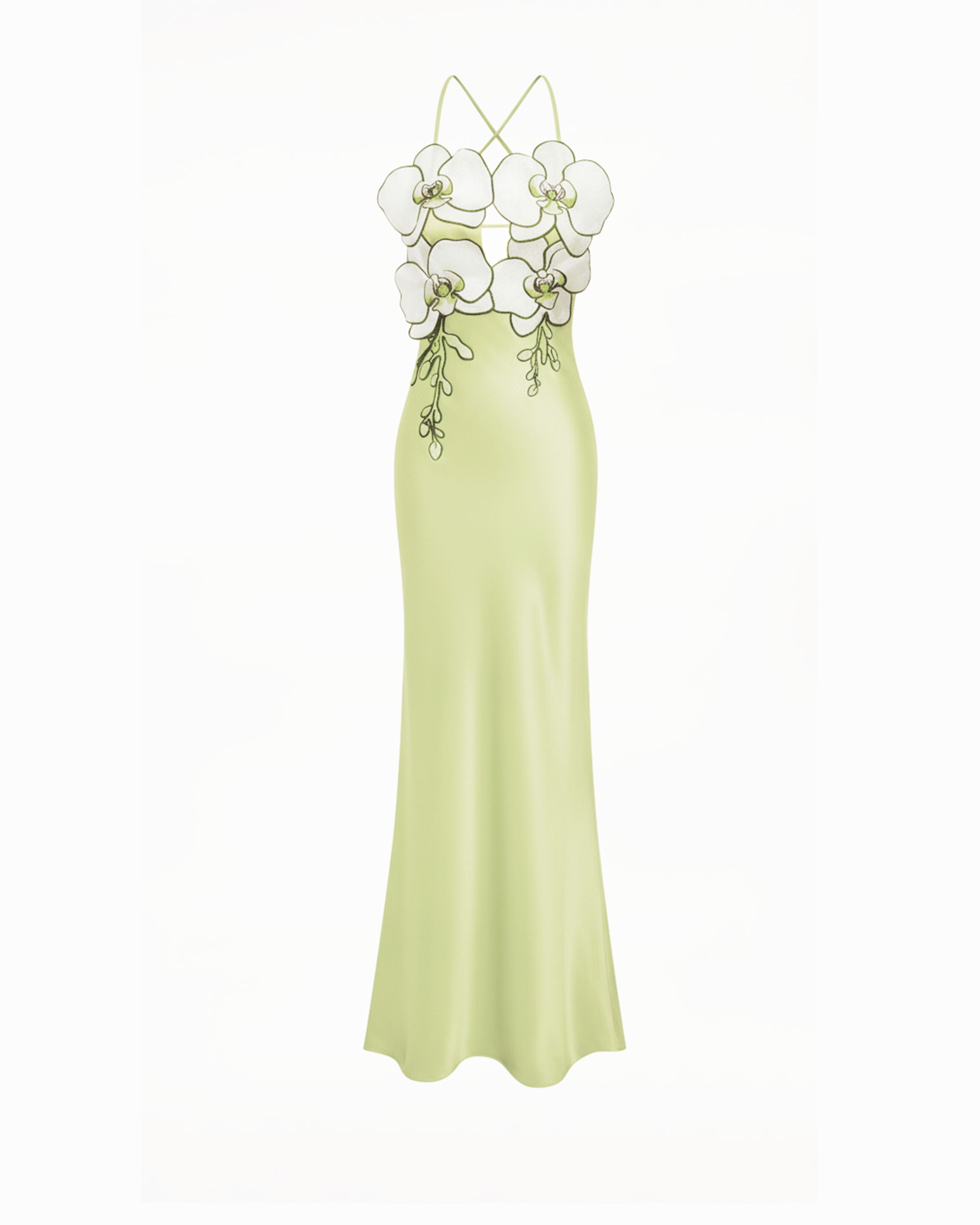 Orchid Embroidered Dress - Light Green/Ivory 6 | US Orchid Embroidered Dress - Light Green/Ivory 6 | US