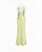 Orchid Embroidered Dress - Light Green/Ivory