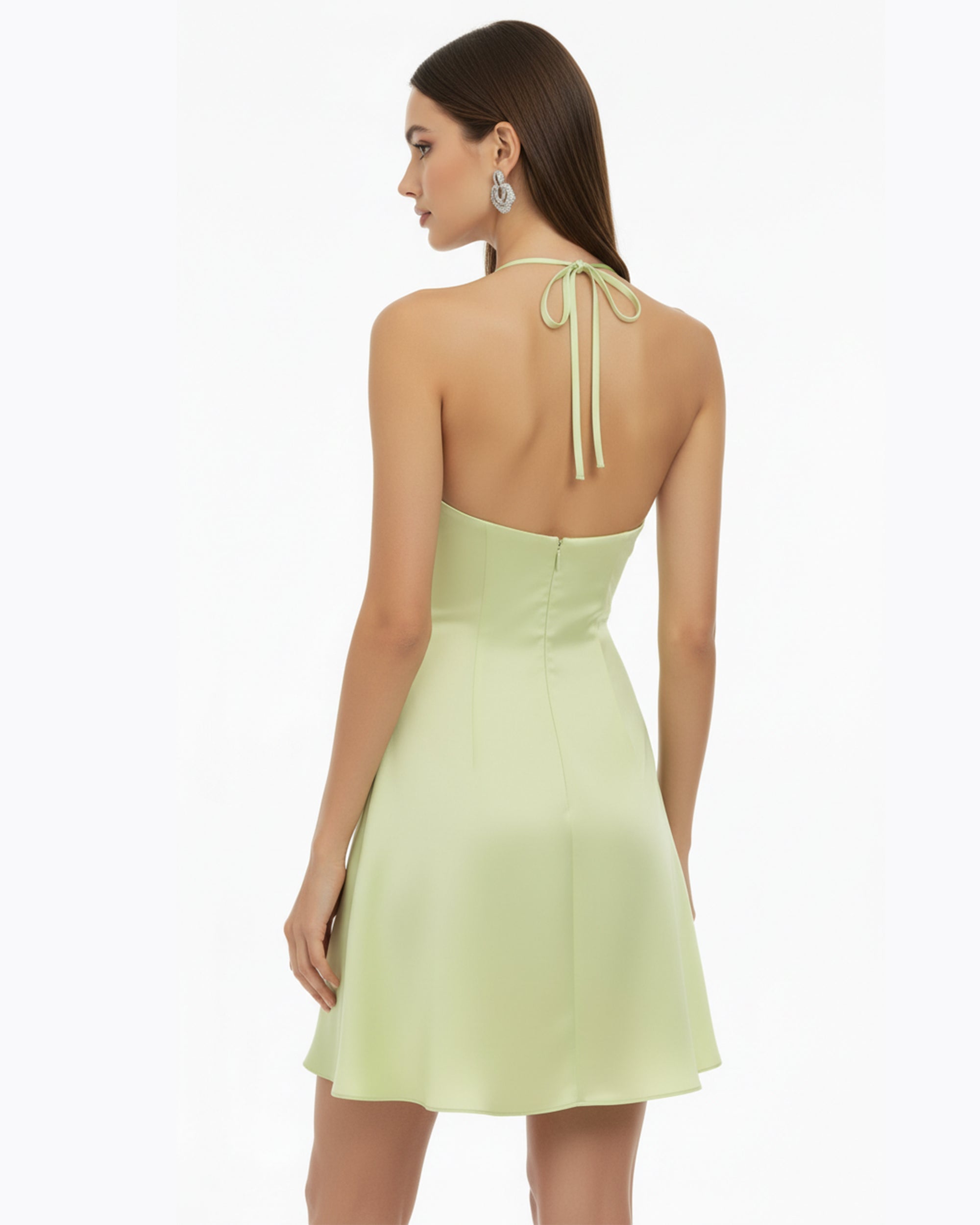 Orchid Embroidered Halter Mini Dress - Light Green | JW PEI Orchid Embroidered Halter Mini Dress - Light Green | JW PEI